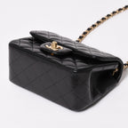 Chanel Mini Quilted 17 S Flap S Chain Shoulder Bag CC Logo Lambskin Black — view 8