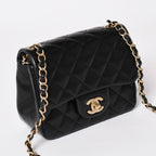 Chanel Mini Quilted 17 S Flap S Chain Shoulder Bag CC Logo Lambskin Black — view 3