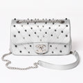 Chanel Chevron Stud Wars Chain Shoulder Bag CC Logo Calfskin Silver
