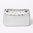 Chanel Chevron Stud Wars Chain Shoulder Bag CC Logo Calfskin Silver — view 2