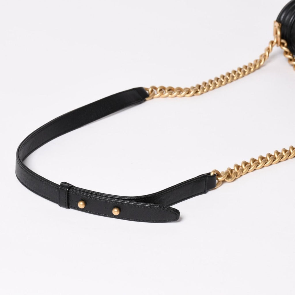 Chanel Boy 25 Medium Chain Shoulder Bag CC Logo Caviar Leather Black — view 5