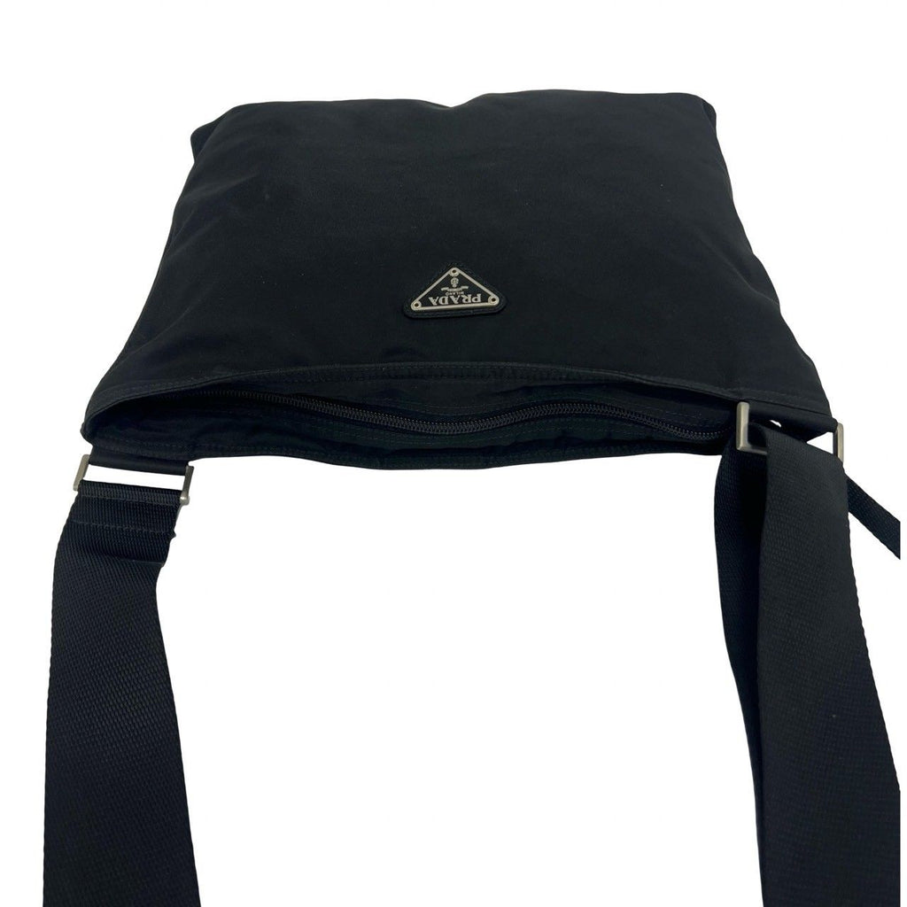 Prada Triangle Logo Plate Tessuto Nylon Shoulder Bag Cross Black — view 4