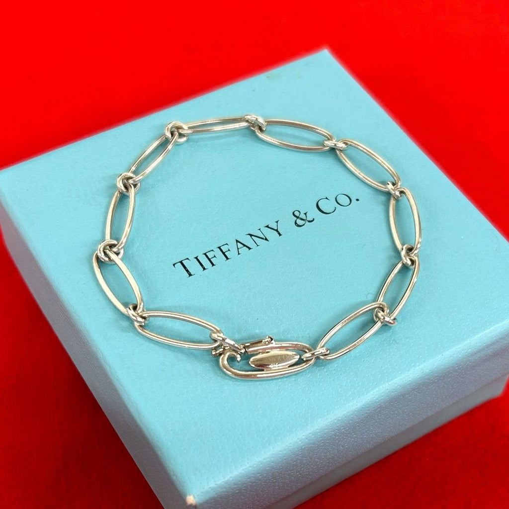 Tiffany & Co Vintage Over Roulis Neck Bracelet 925 Sterling Silver Chain Bangle