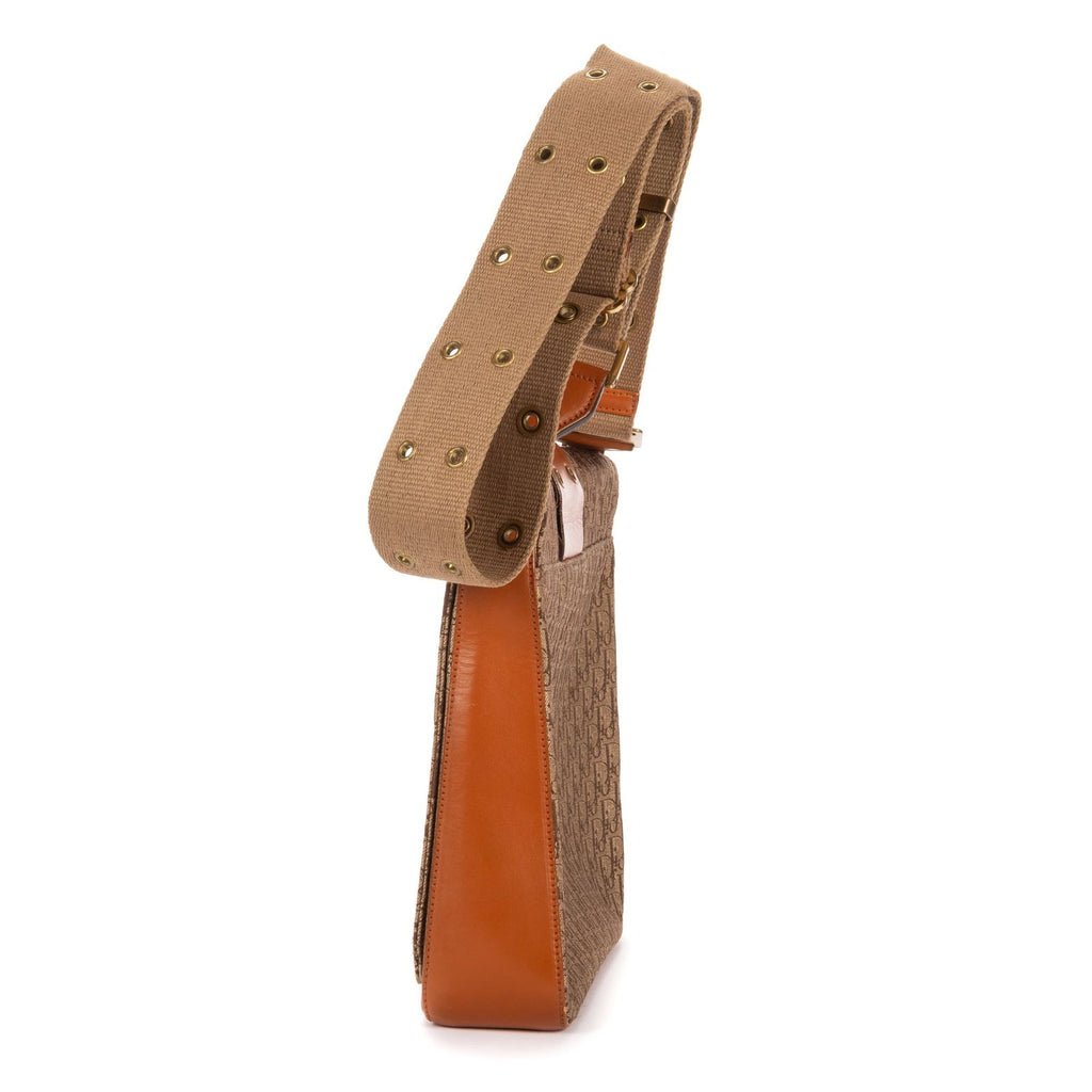 Dior Star Chain Crossbody Brown Beige Trotter Pattern Canvas — view 3