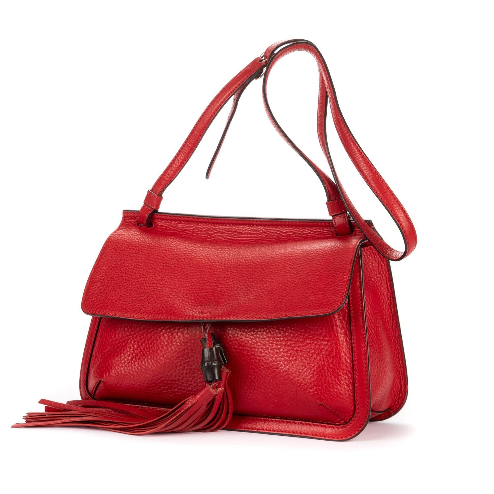 Gucci Bamboo Tassel Daily Flap Red Gray Calfskin Leather — view 2