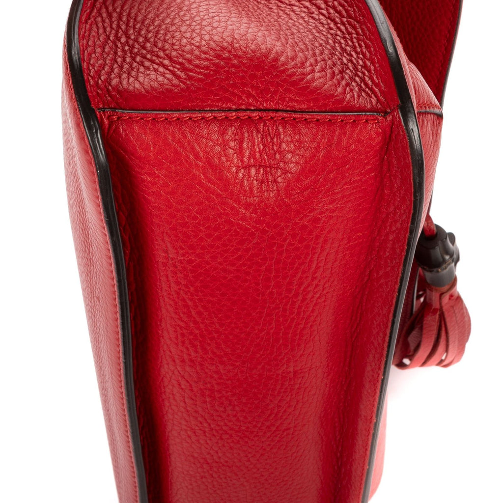 Gucci Bamboo Tassel Daily Flap Red Gray Calfskin Leather — view 8
