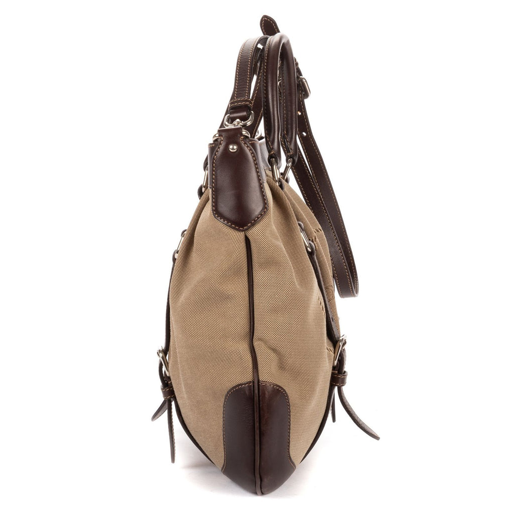 Prada Jacquard Two Straps Tote Brown Khaki Canvas — view 4