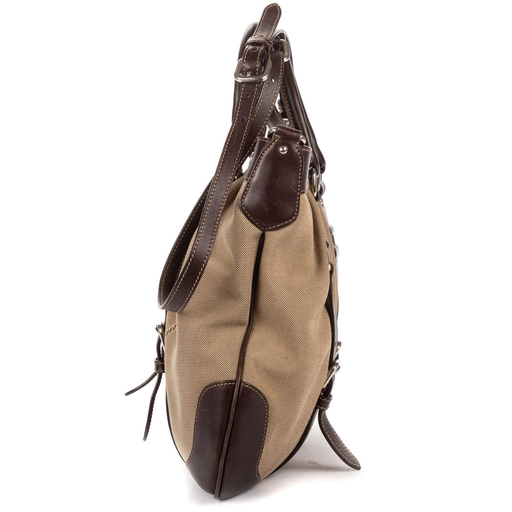 Prada Jacquard Two Straps Tote Brown Khaki Canvas — view 3