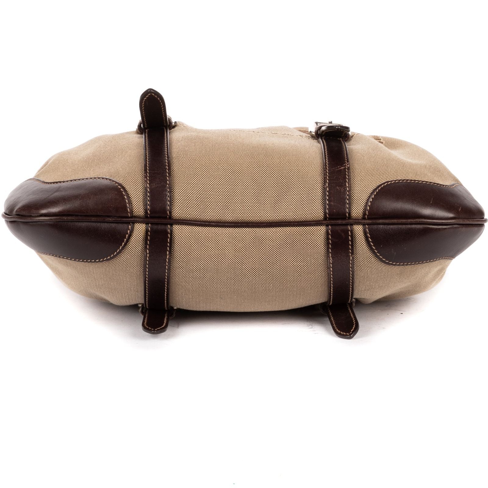 Prada Jacquard Two Straps Tote Brown Khaki Canvas — view 6