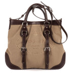 Prada Jacquard Two Straps Tote Brown Khaki Canvas
