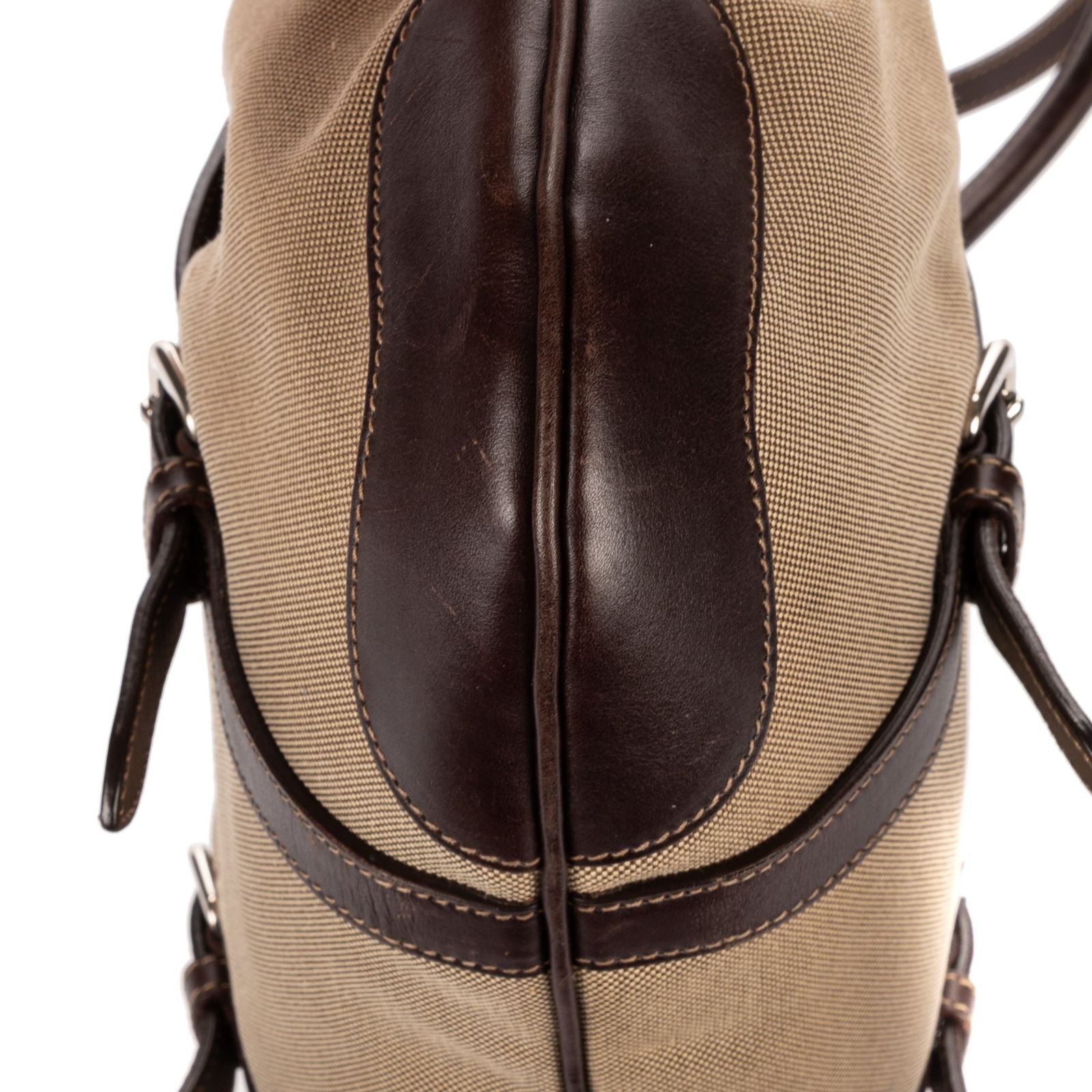 Prada Jacquard Two Straps Tote Brown Khaki Canvas — view 7
