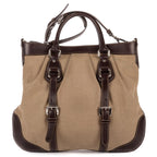 Prada Jacquard Two Straps Tote Brown Khaki Canvas — view 5