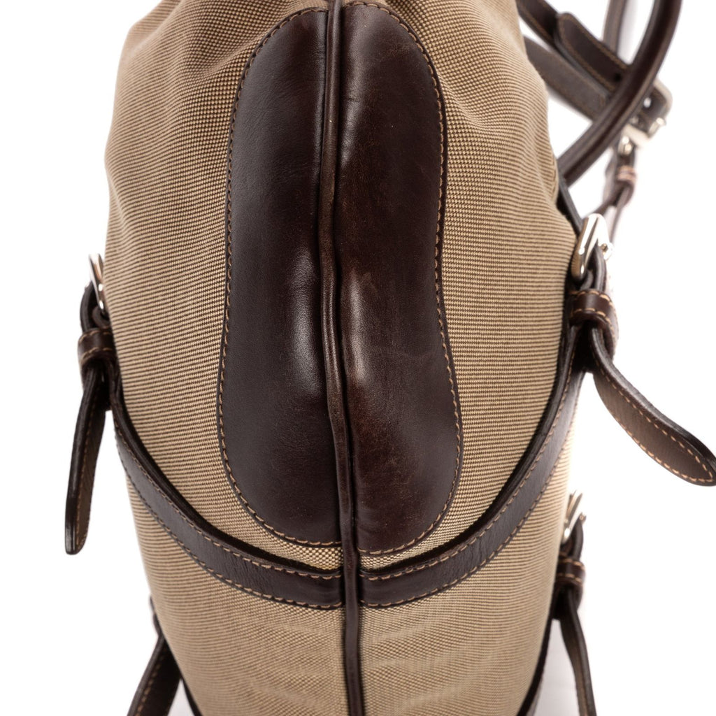 Prada Jacquard Two Straps Tote Brown Khaki Canvas — view 8