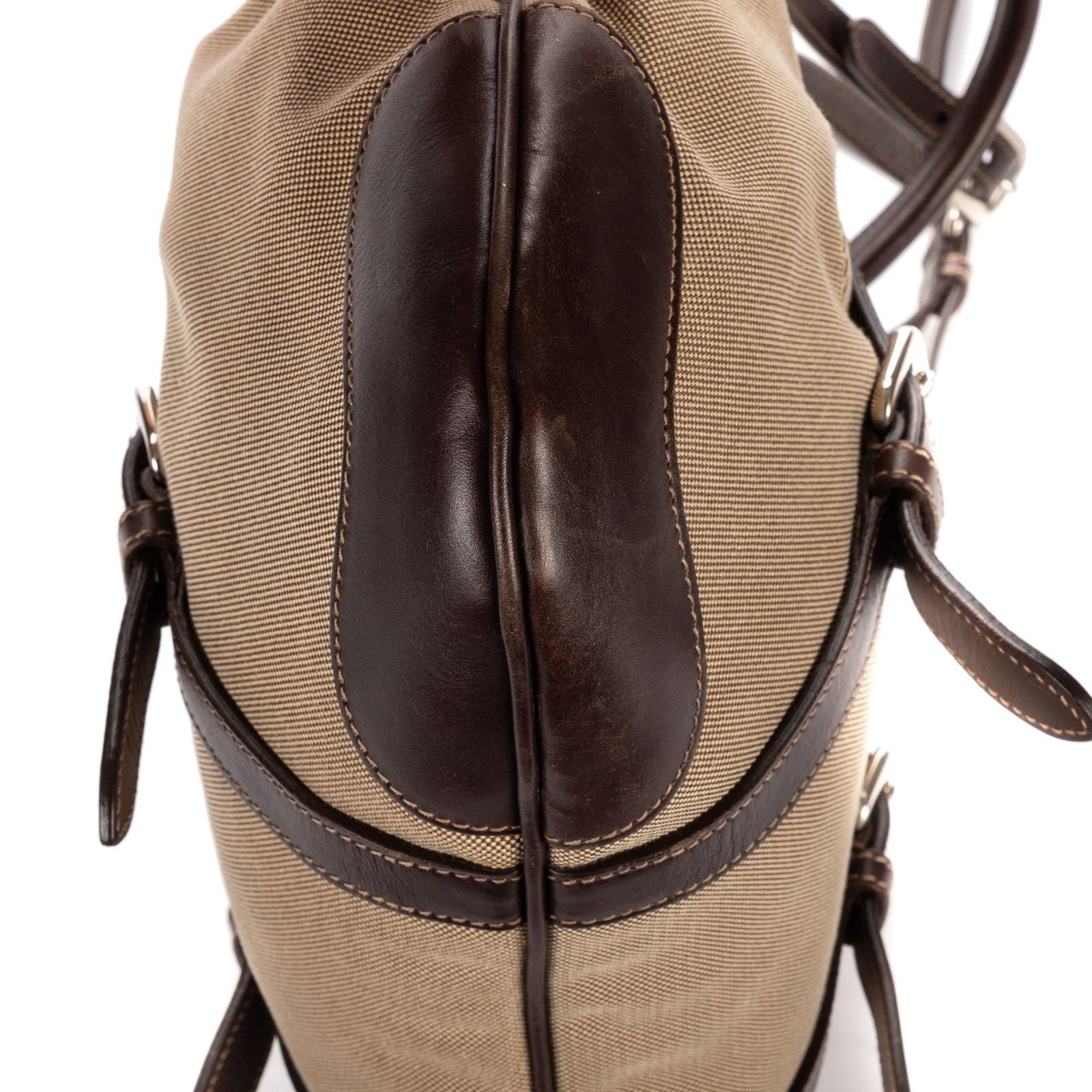 Prada Jacquard Two Straps Tote Brown Khaki Canvas — view 8