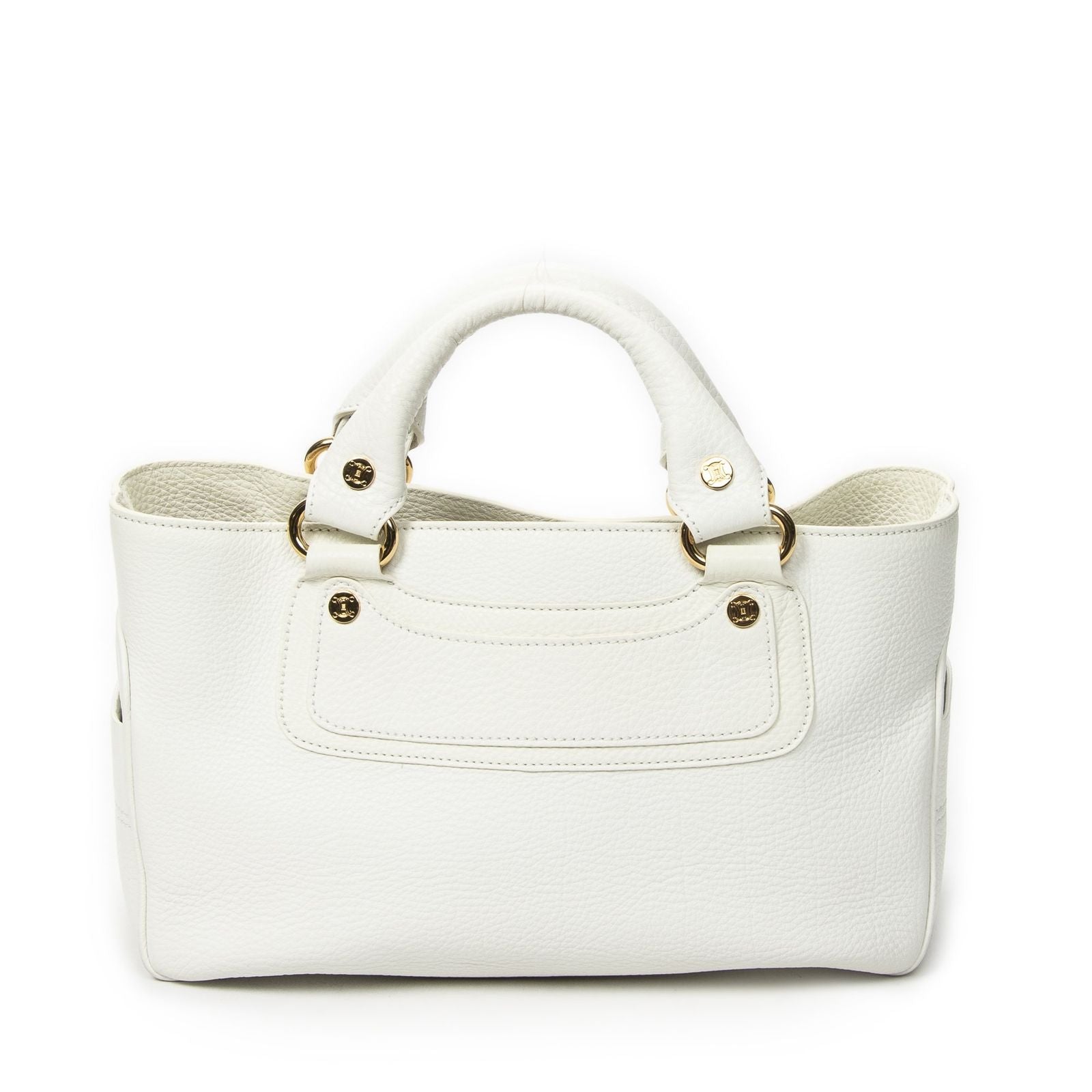 Celine Boogie Bag White Gray Calfskin Leather