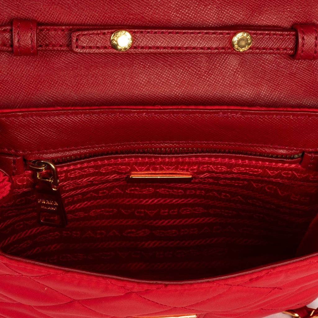 Prada Tessuto Crossbody Red Matelasse Nylon Canvas — view 9