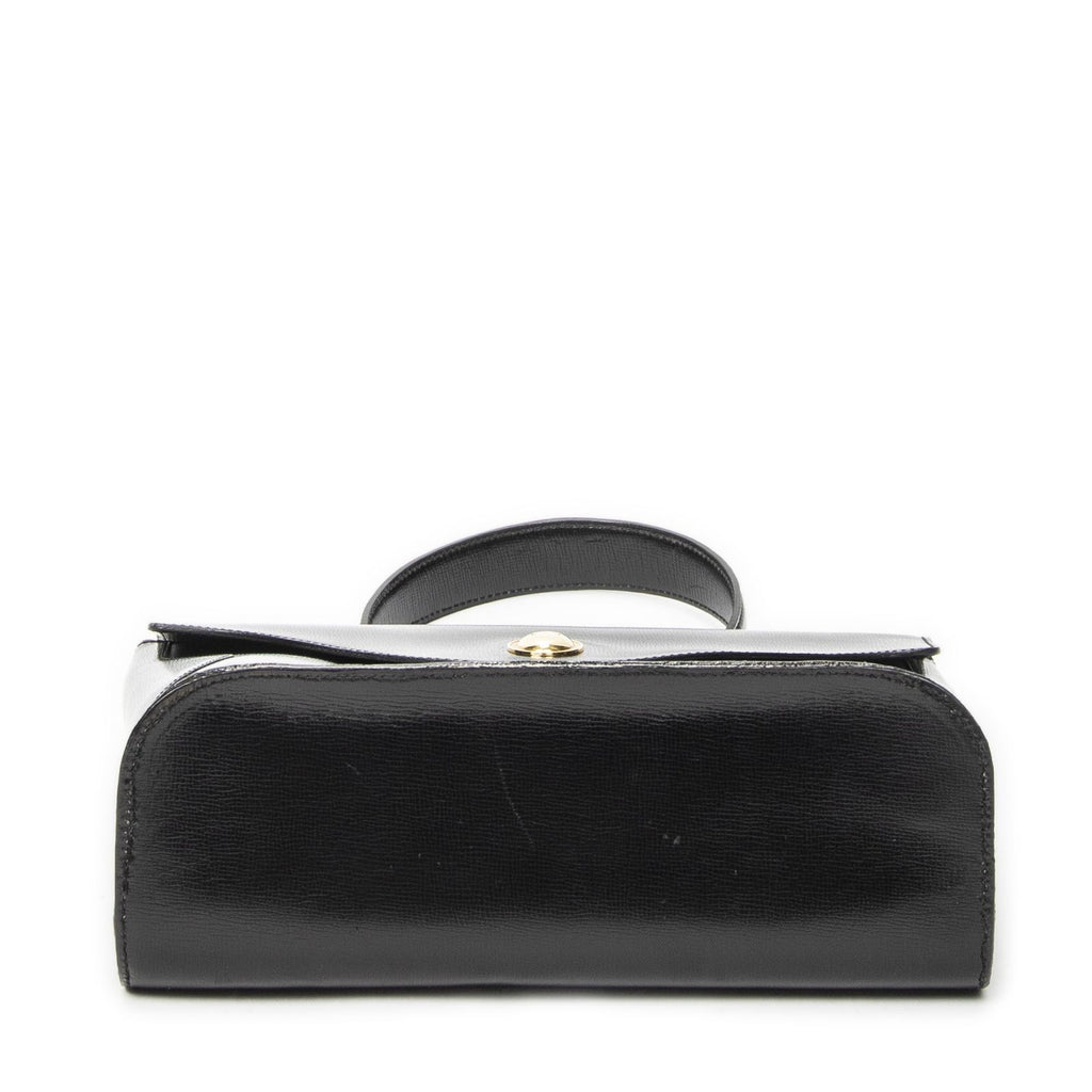 Dior Vintage Flap Top Handle Black Gray Calfskin Leather — view 6