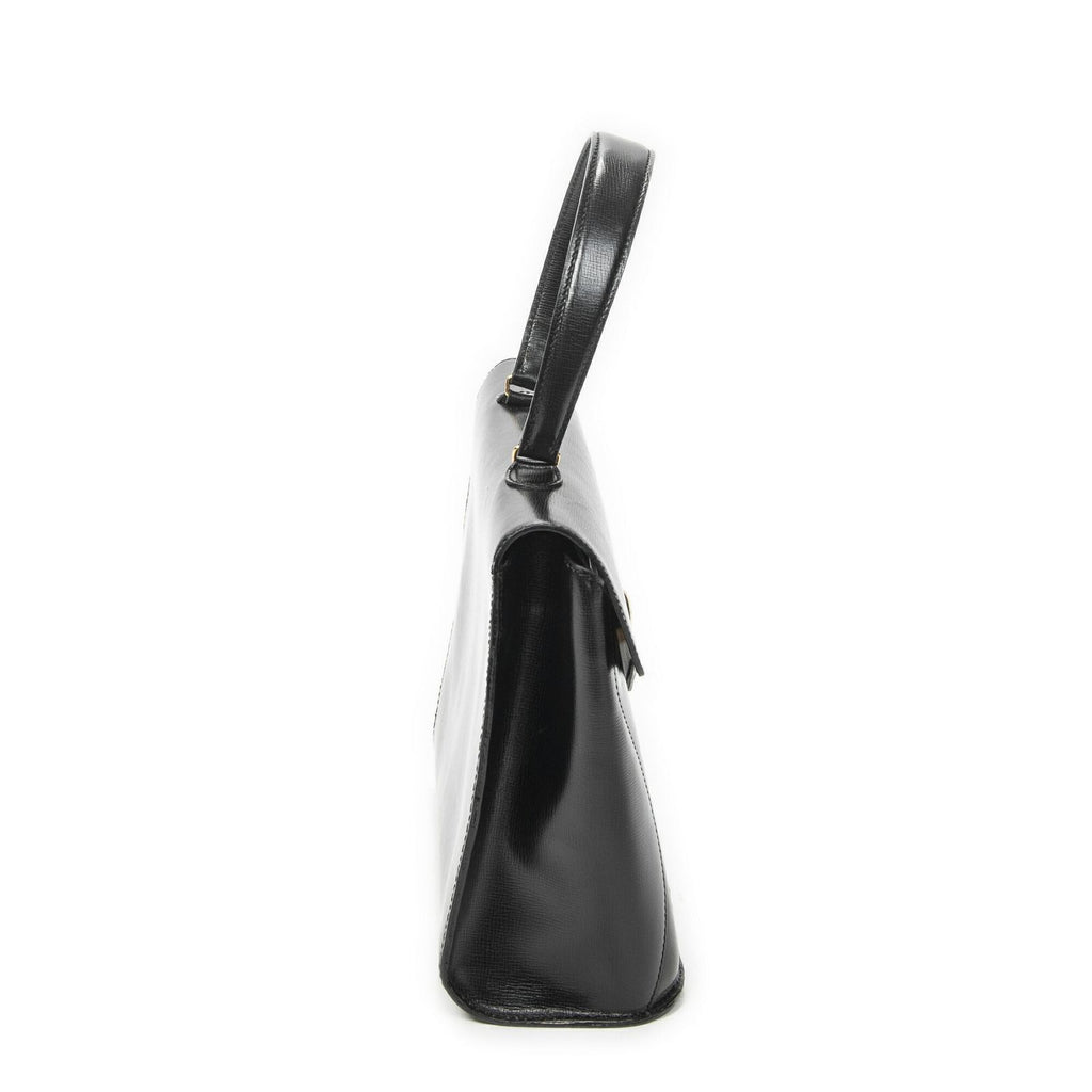 Dior Vintage Flap Top Handle Black Gray Calfskin Leather — view 4