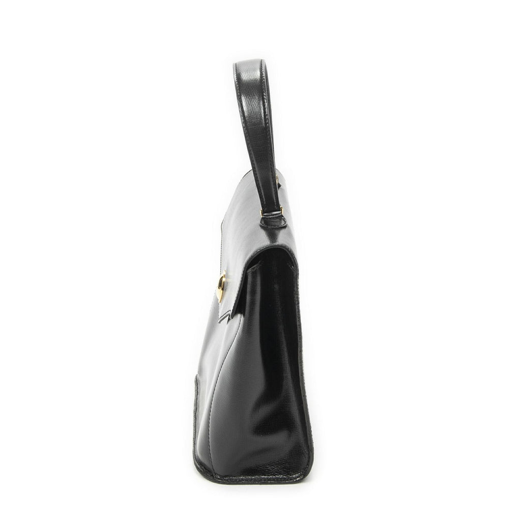 Dior Vintage Flap Top Handle Black Gray Calfskin Leather — view 3
