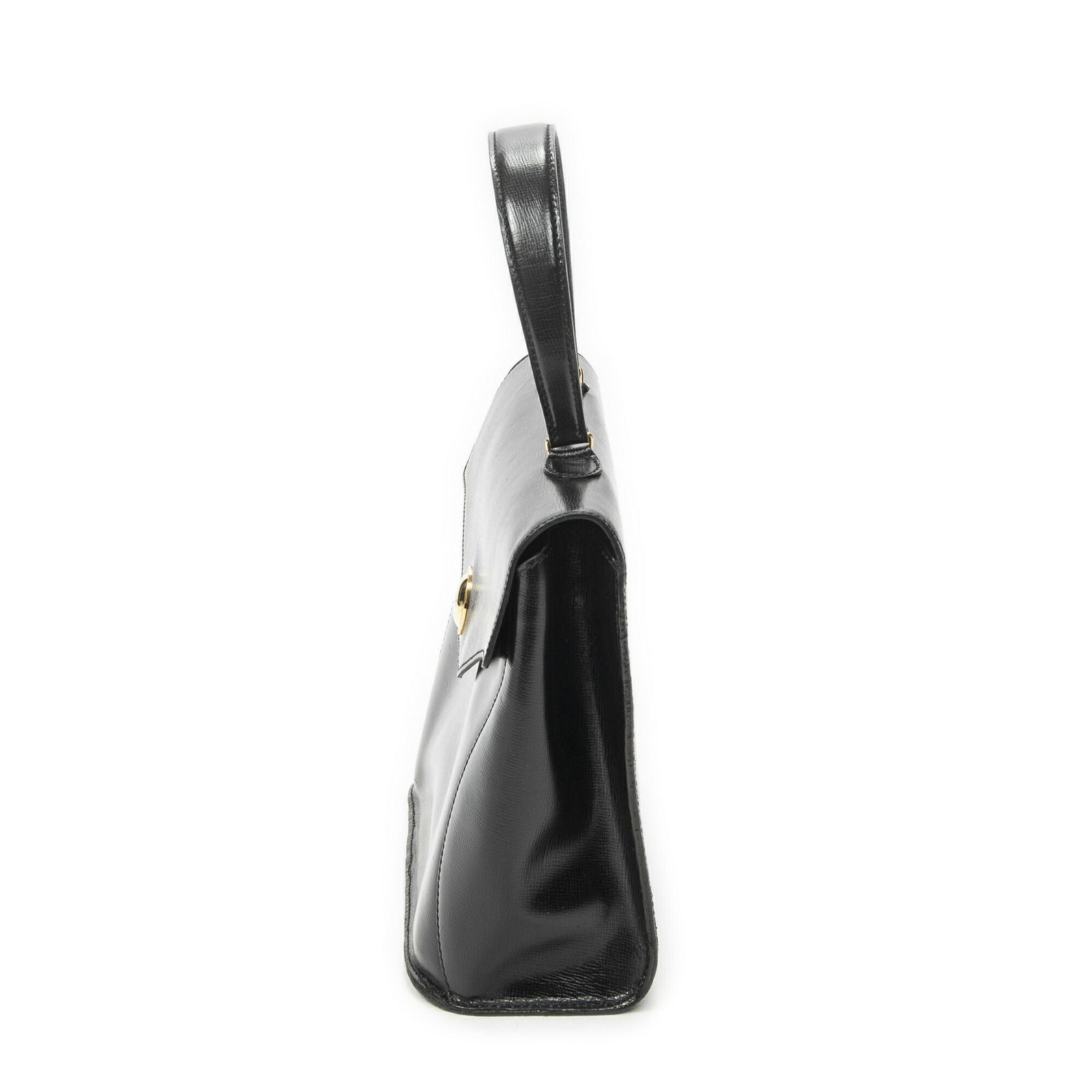 Dior Vintage Flap Top Handle Black Gray Calfskin Leather — view 3