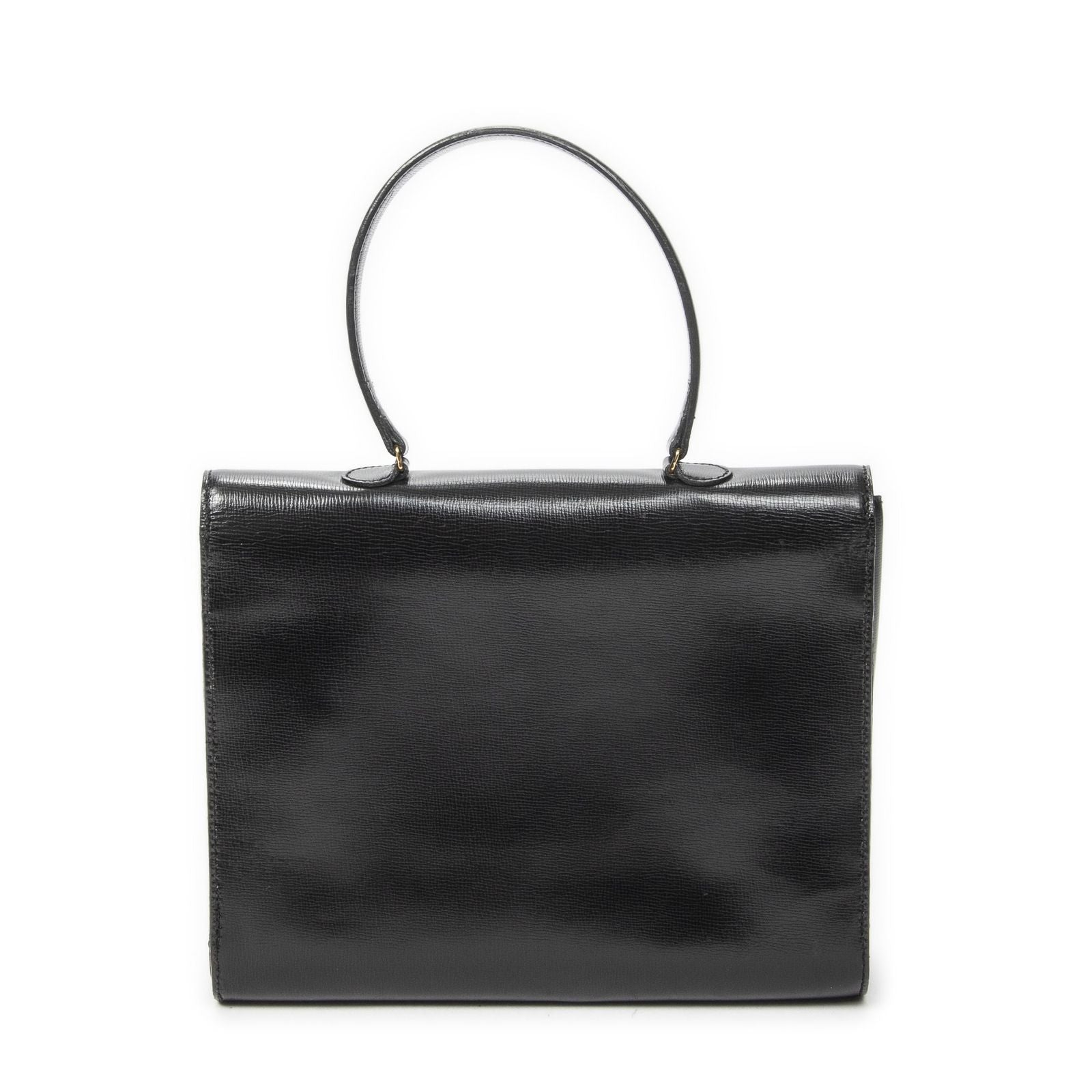 Dior Vintage Flap Top Handle Black Gray Calfskin Leather — view 5