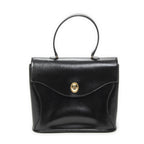 Dior Vintage Flap Top Handle Black Gray Calfskin Leather