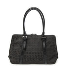 Fendi Small Double Zip Bowler Black Zucchino Canvas Messenger — view 5