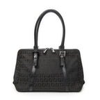 Fendi Small Double Zip Bowler Black Zucchino Canvas Messenger
