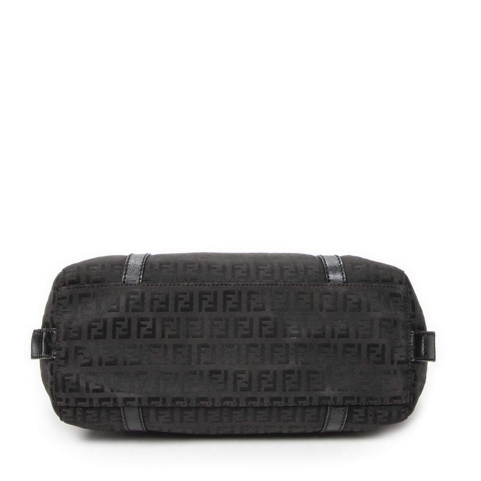 Fendi Small Double Zip Bowler Black Zucchino Canvas Messenger — view 6