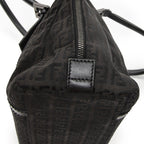 Fendi Small Double Zip Bowler Black Zucchino Canvas Messenger — view 8