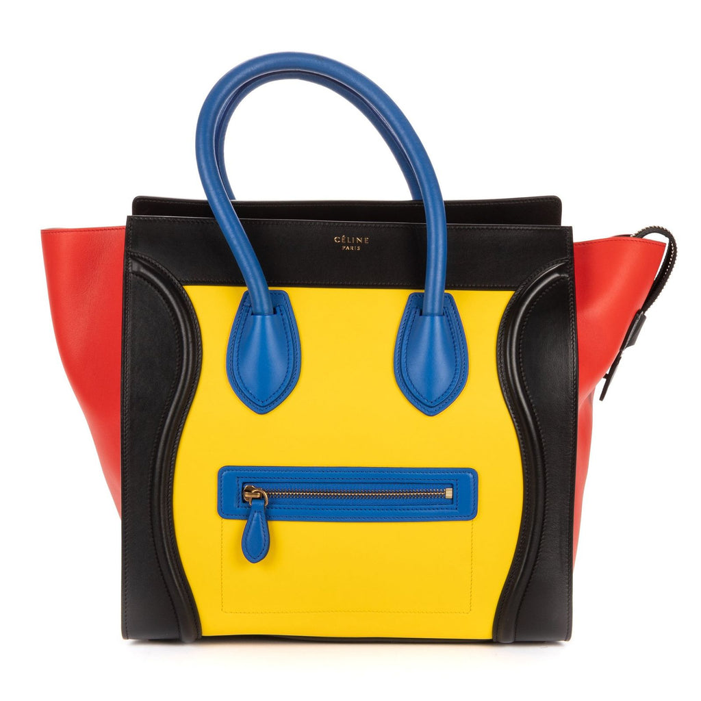 Celine Multicolor Luggage Red Yellow Black Blue Smooth Calfskin