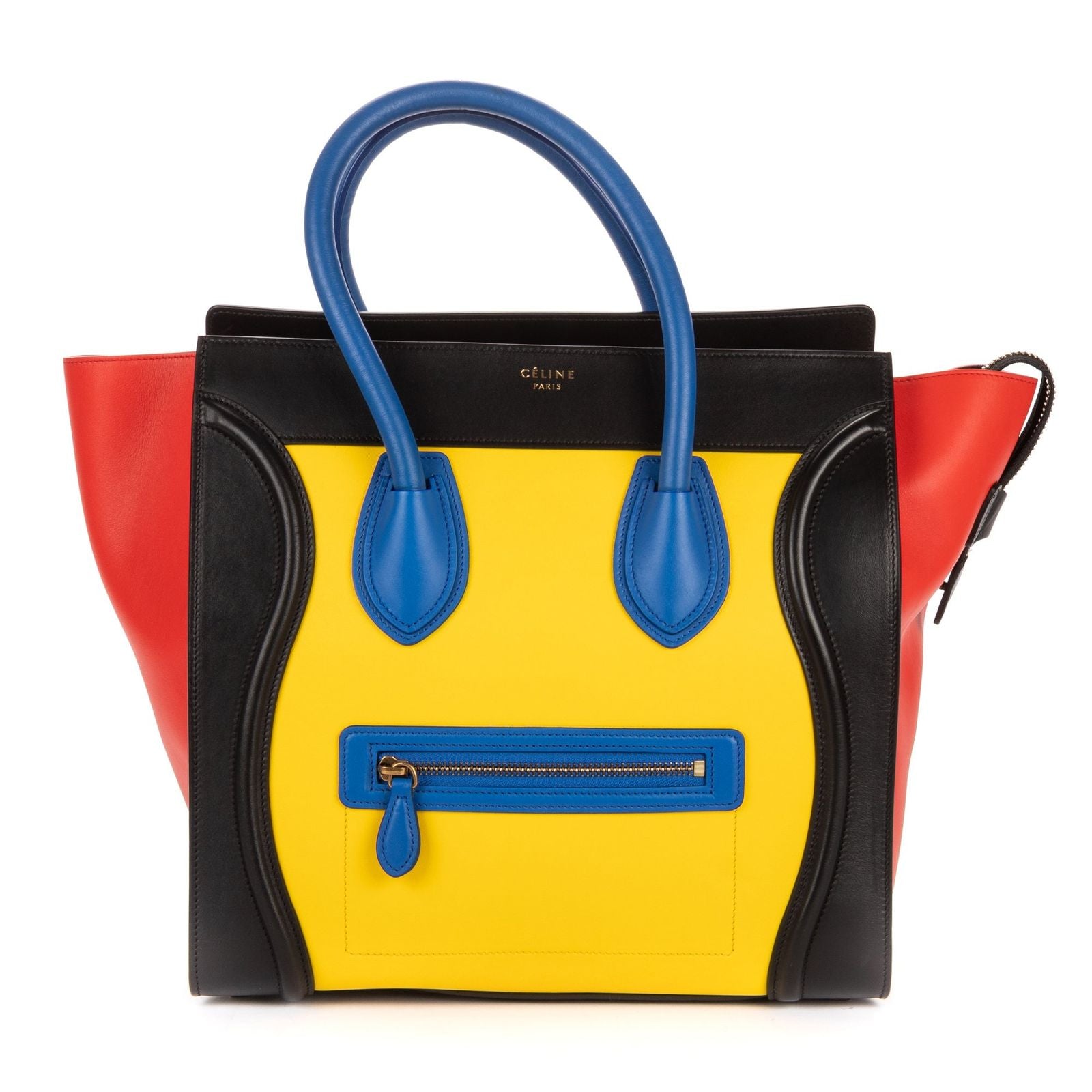 Celine Multicolor Luggage Red Yellow Black Blue Smooth Calfskin