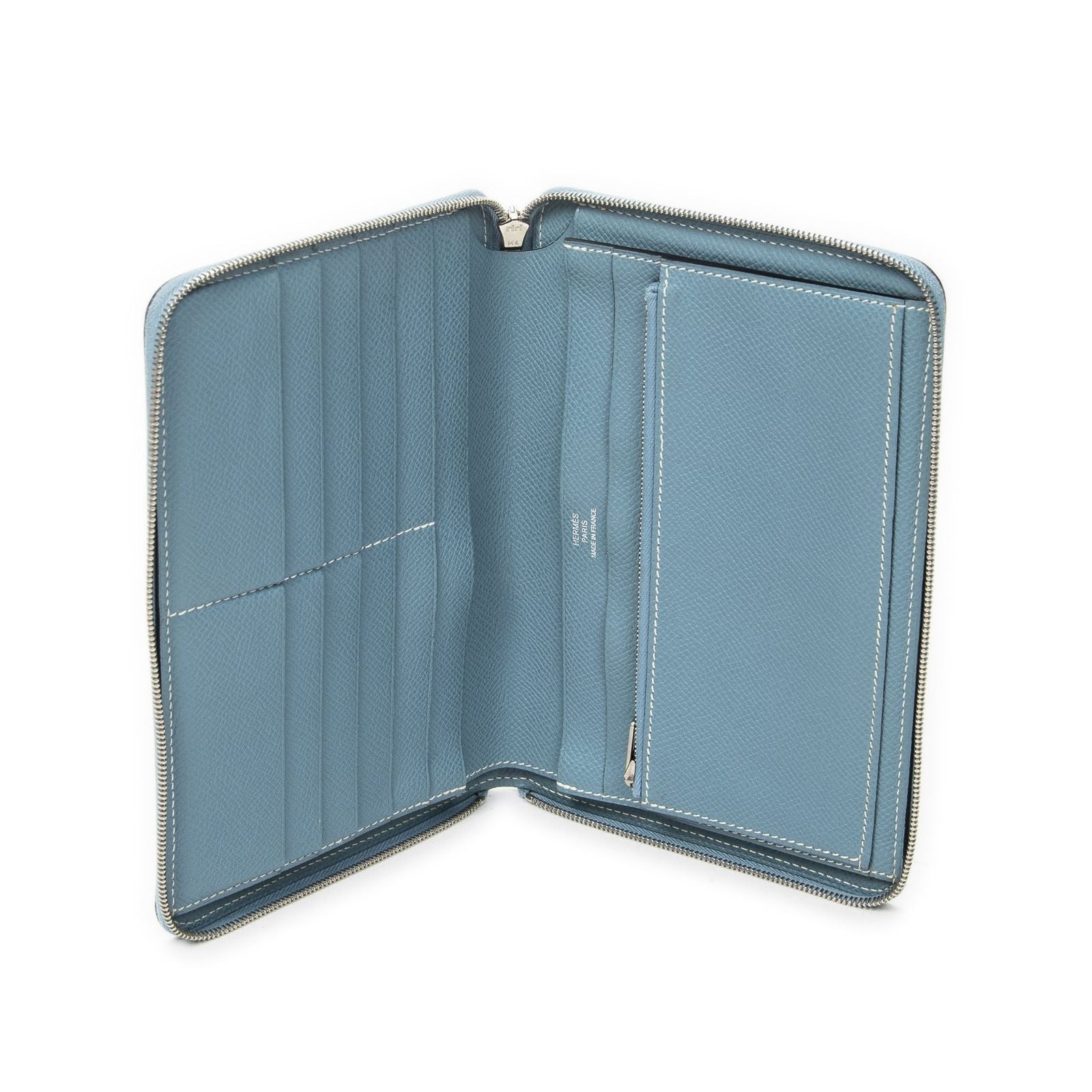 Hermes Azap Classic Wallet Blue Jeans Epsom Leather — view 4