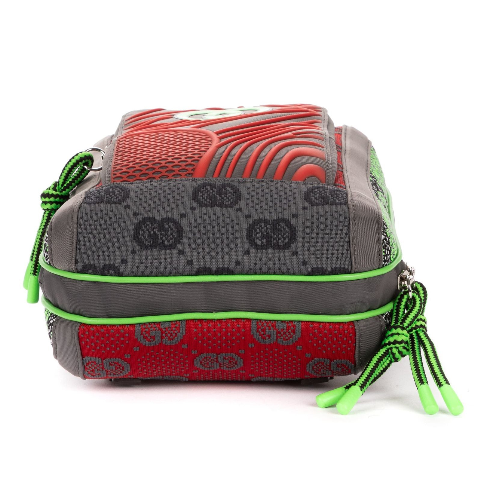 Gucci Two Way Jersey GG Backpack Green Red Gray Nylon — view 6