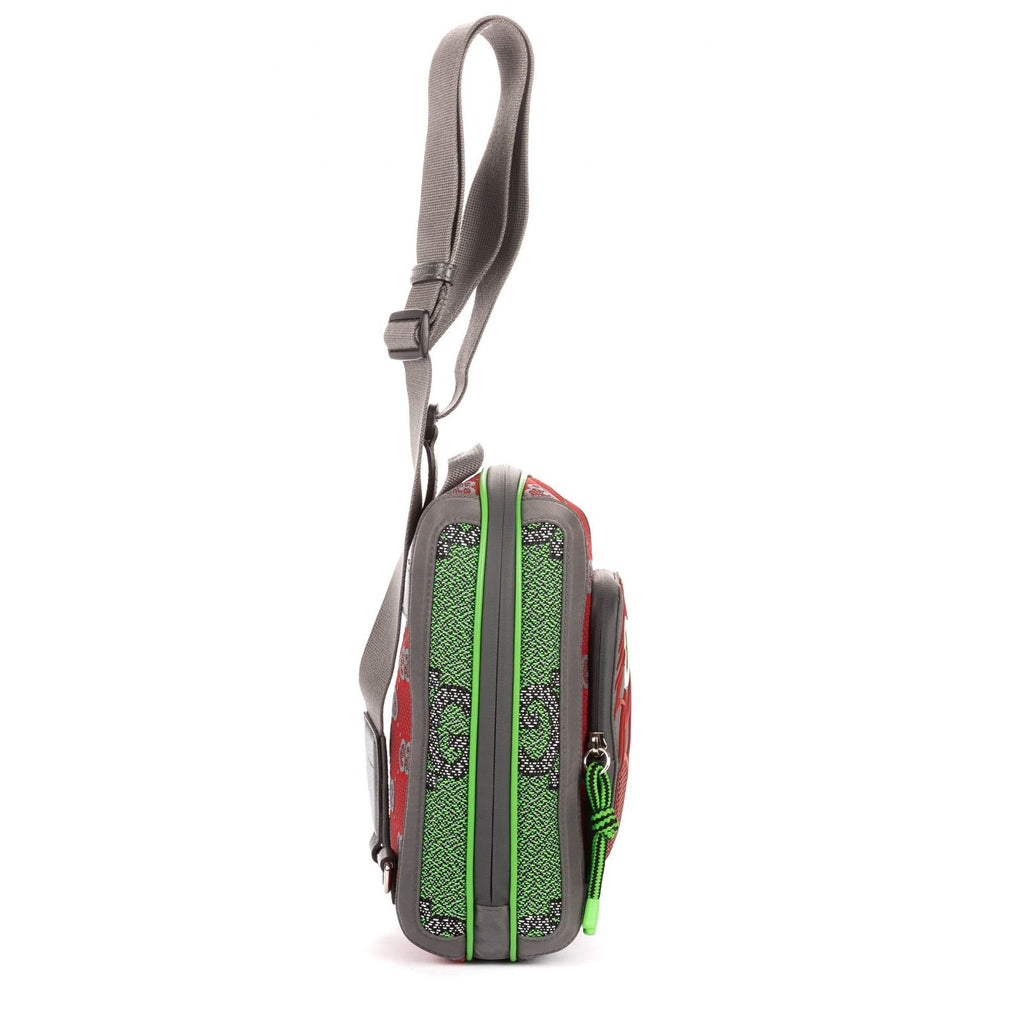 Gucci Two Way Jersey GG Backpack Green Red Gray Nylon — view 4