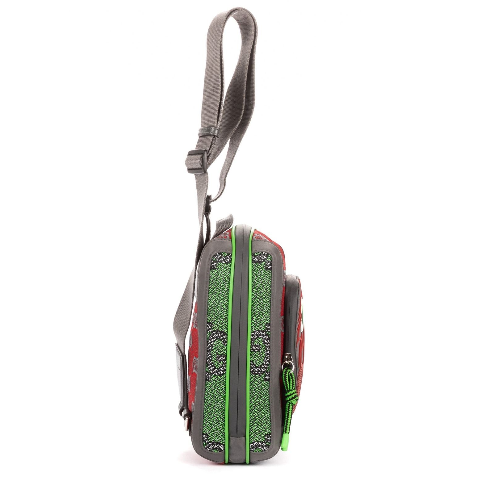 Gucci Two Way Jersey GG Backpack Green Red Gray Nylon — view 4