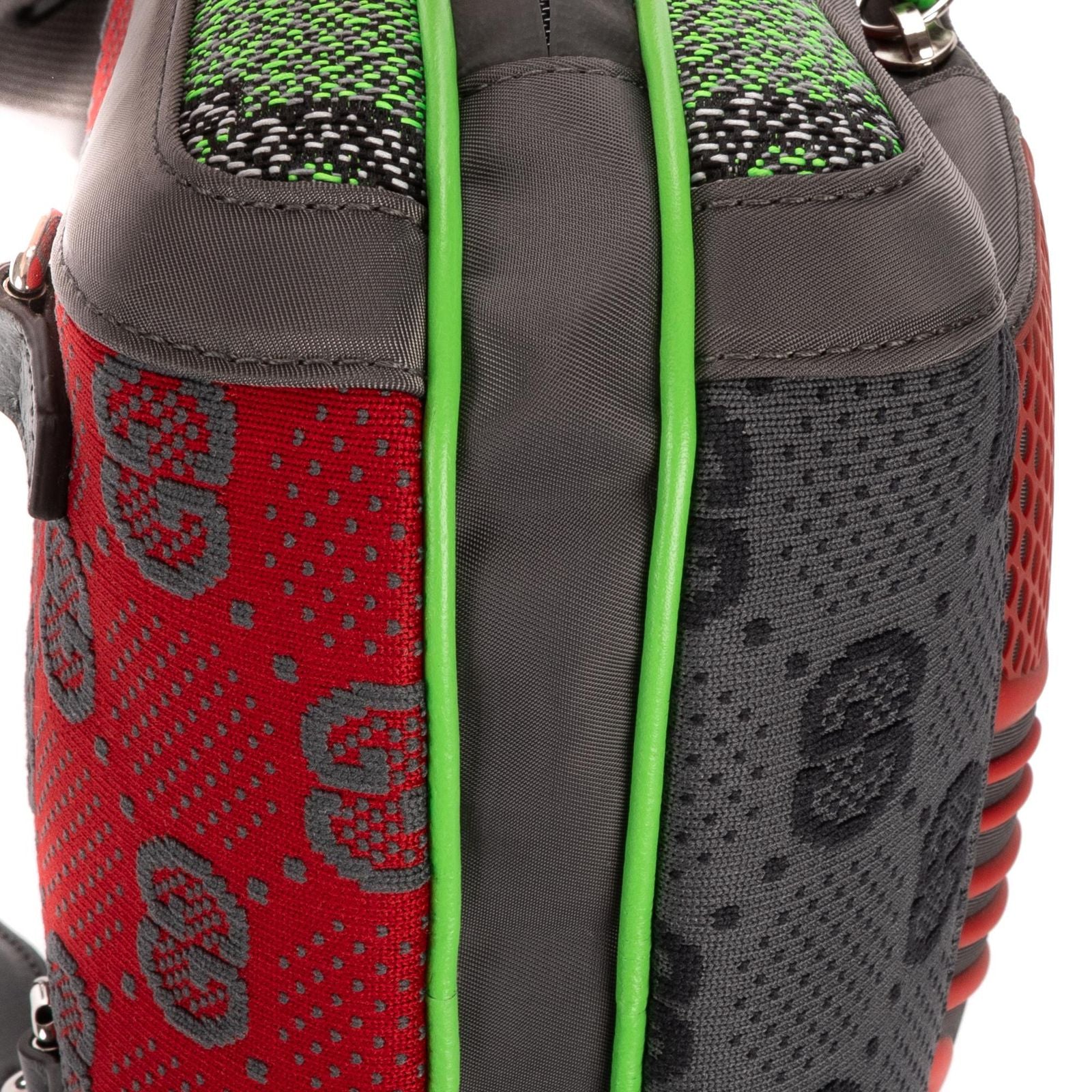 Gucci Two Way Jersey GG Backpack Green Red Gray Nylon — view 8