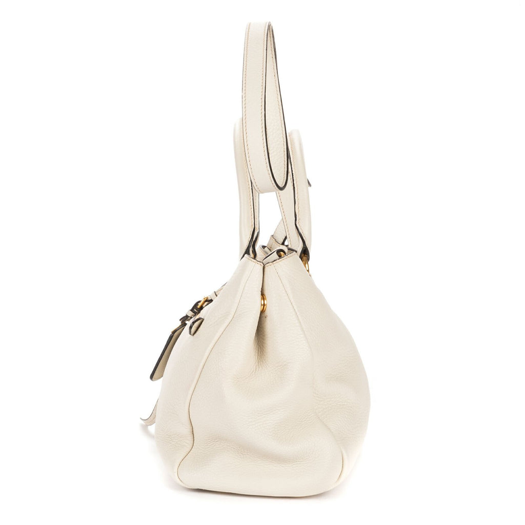 Prada Convertible Open Tote Ivory Vitello Phoenix — view 3
