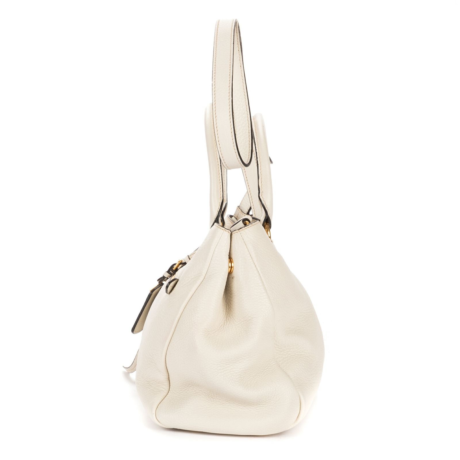 Prada Convertible Open Tote Ivory Vitello Phoenix — view 3