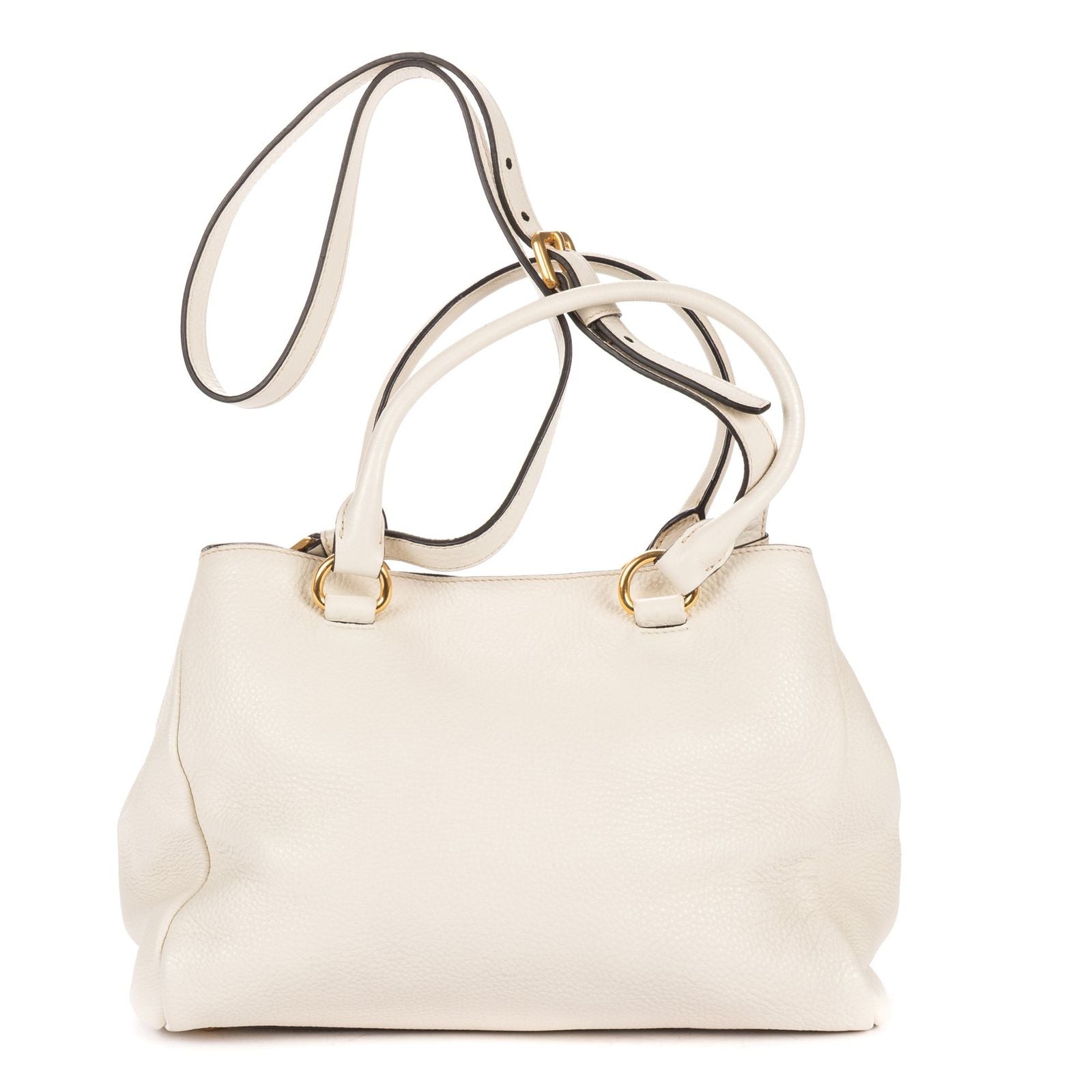 Prada Convertible Open Tote Ivory Vitello Phoenix — view 5