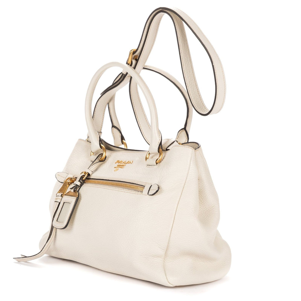 Prada Convertible Open Tote Ivory Vitello Phoenix — view 2