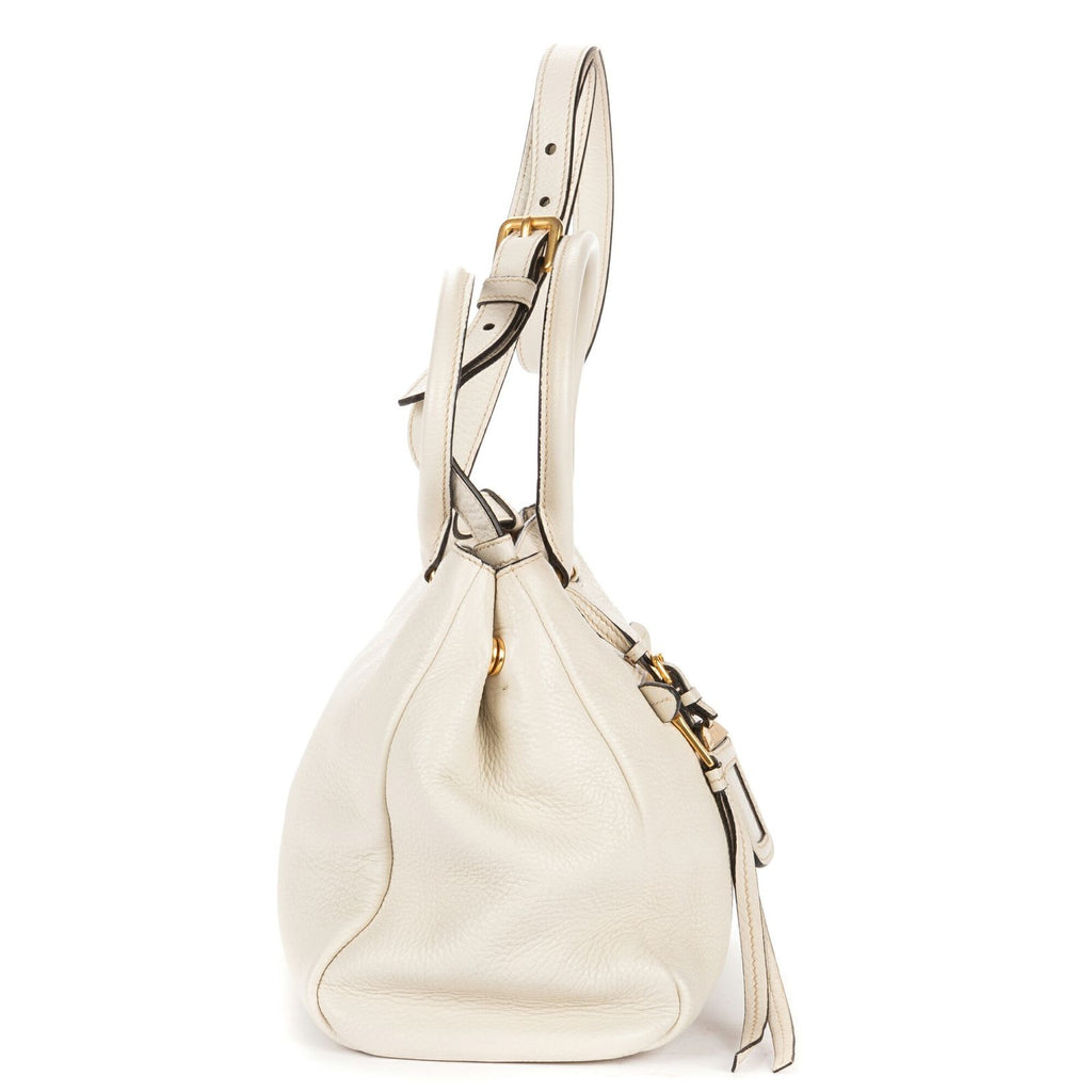 Prada Convertible Open Tote Ivory Vitello Phoenix — view 4