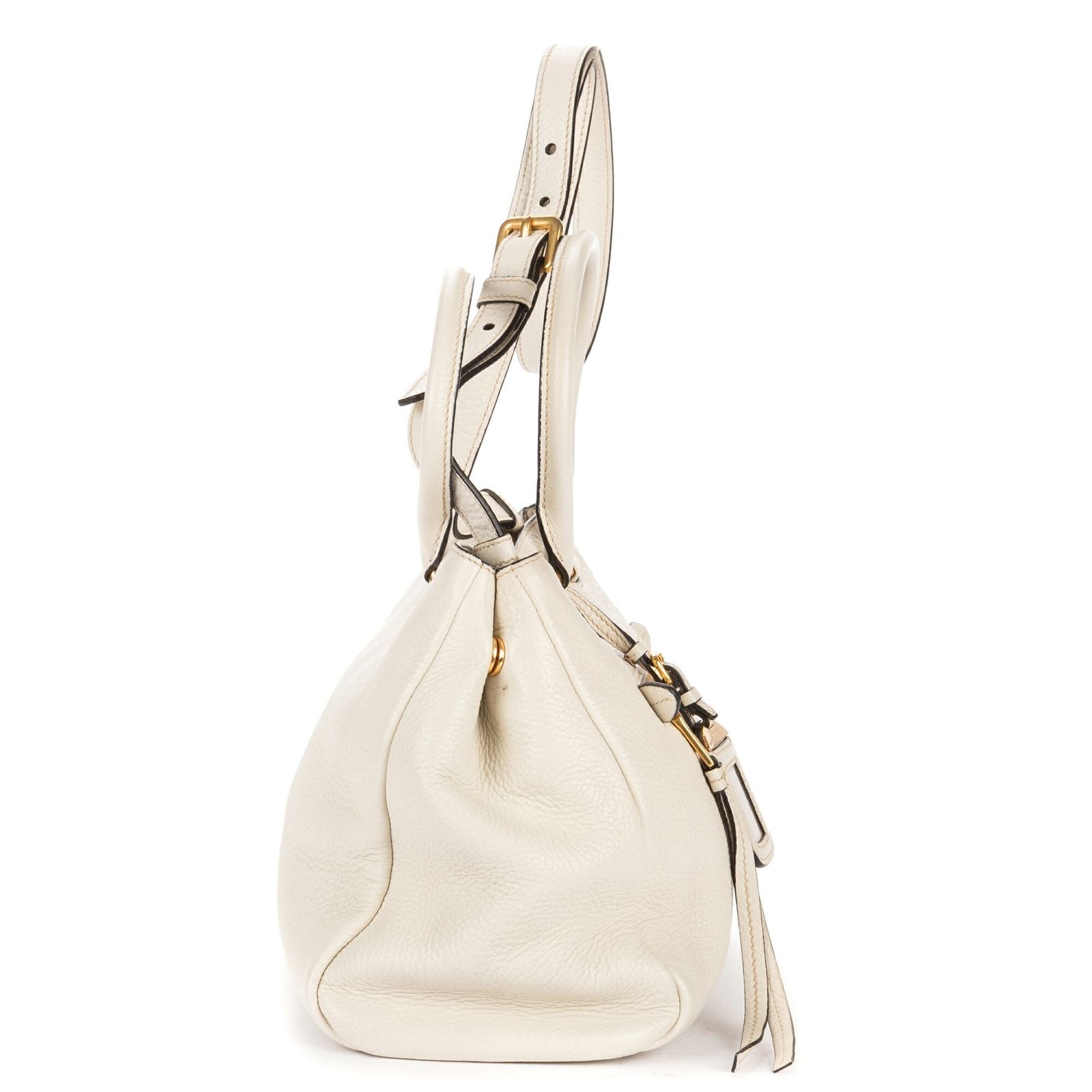 Prada Convertible Open Tote Ivory Vitello Phoenix — view 4