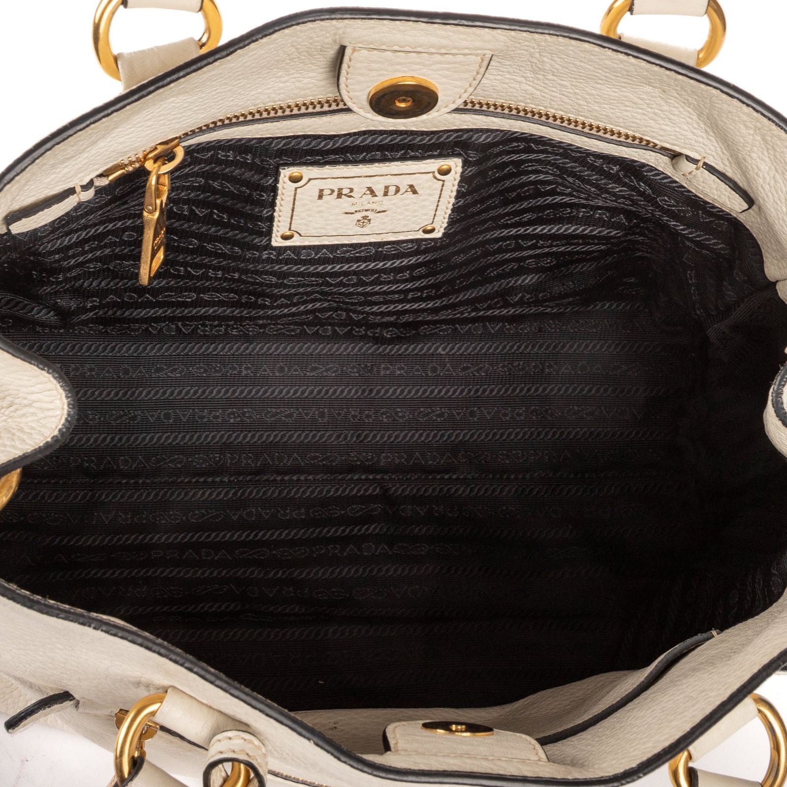 Prada Convertible Open Tote Ivory Vitello Phoenix — view 9