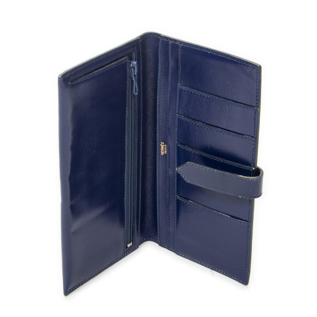 Hermes Bearn Wallet Blue Electric Box Leather — view 4