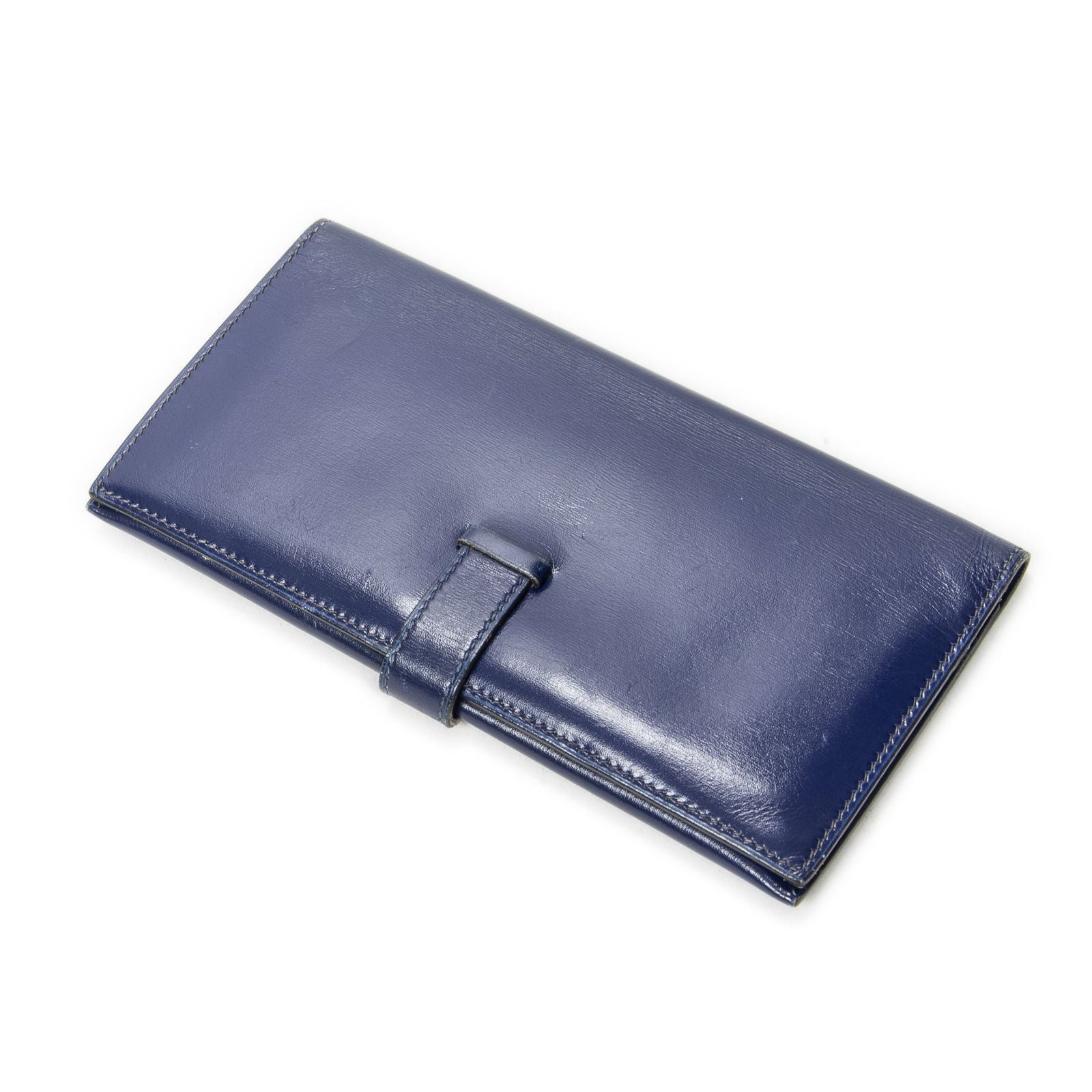 Hermes Bearn Wallet Blue Electric Box Leather — view 2