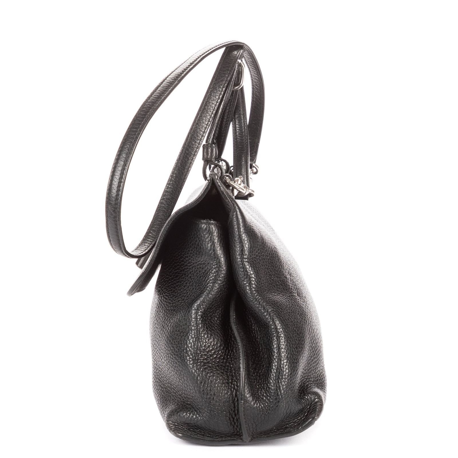 Gucci Midi Amfloral Bamboo Top Handle Black Gray Calfskin Leather — view 3