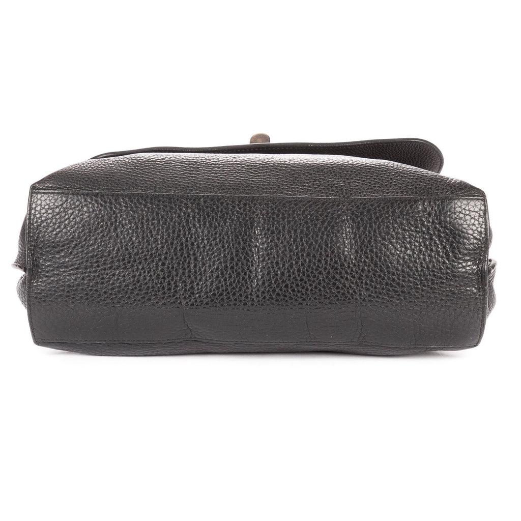 Gucci Midi Amfloral Bamboo Top Handle Black Gray Calfskin Leather — view 6