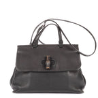 Gucci Midi Amfloral Bamboo Top Handle Black Gray Calfskin Leather