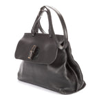 Gucci Midi Amfloral Bamboo Top Handle Black Gray Calfskin Leather — view 2